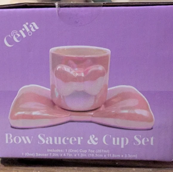 Pink Bow Saucer And Cup Set - Picture 3 of 4